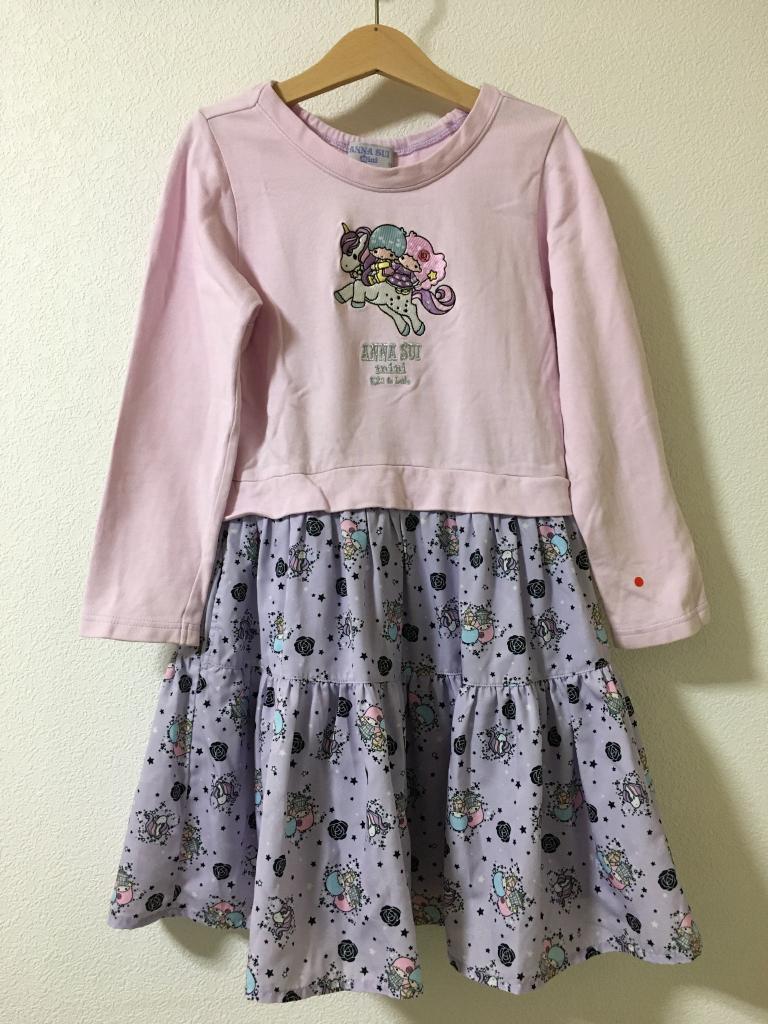 新品未使用ANNA SUI mini 花刺しゅう総柄ワンピース　120 ANNA SUI mini 刺繍ワンピース 120センチ セレモニー】フラワー総刺繍