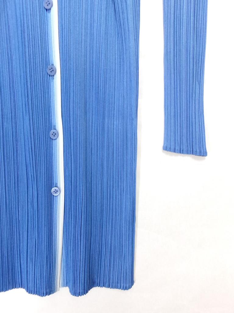 【美品】PLEATS PLEASE ブルー ボレロ PLEATS PLEASE ISSEY MIYAKE カーディガン・ボレロ・ベスト Lサイズ