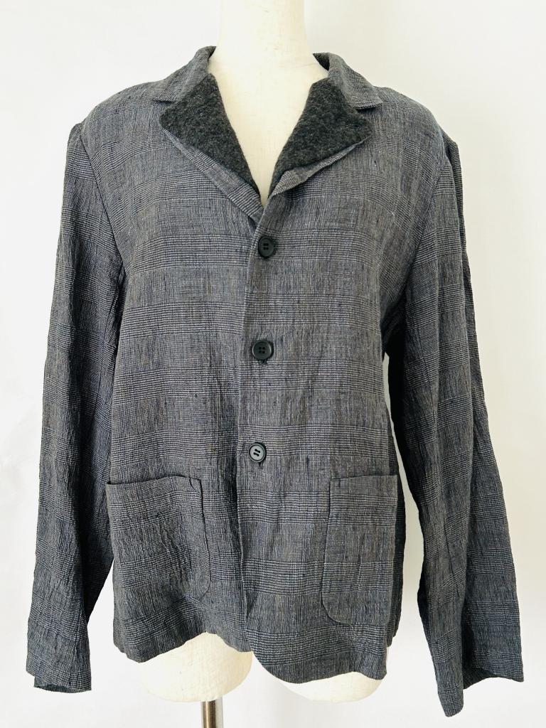 【新品】Vlas blomme　ニット付きジャケット　Lサイズ　2　グレー 新品】Vlas Blommeニット付きジャケット2グレーダークグレー
