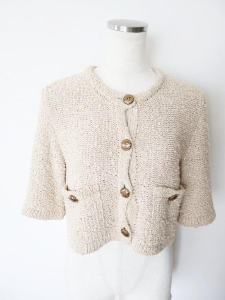 PRADA☆プラダブークレカーディガン36☆ゴールドベージュ