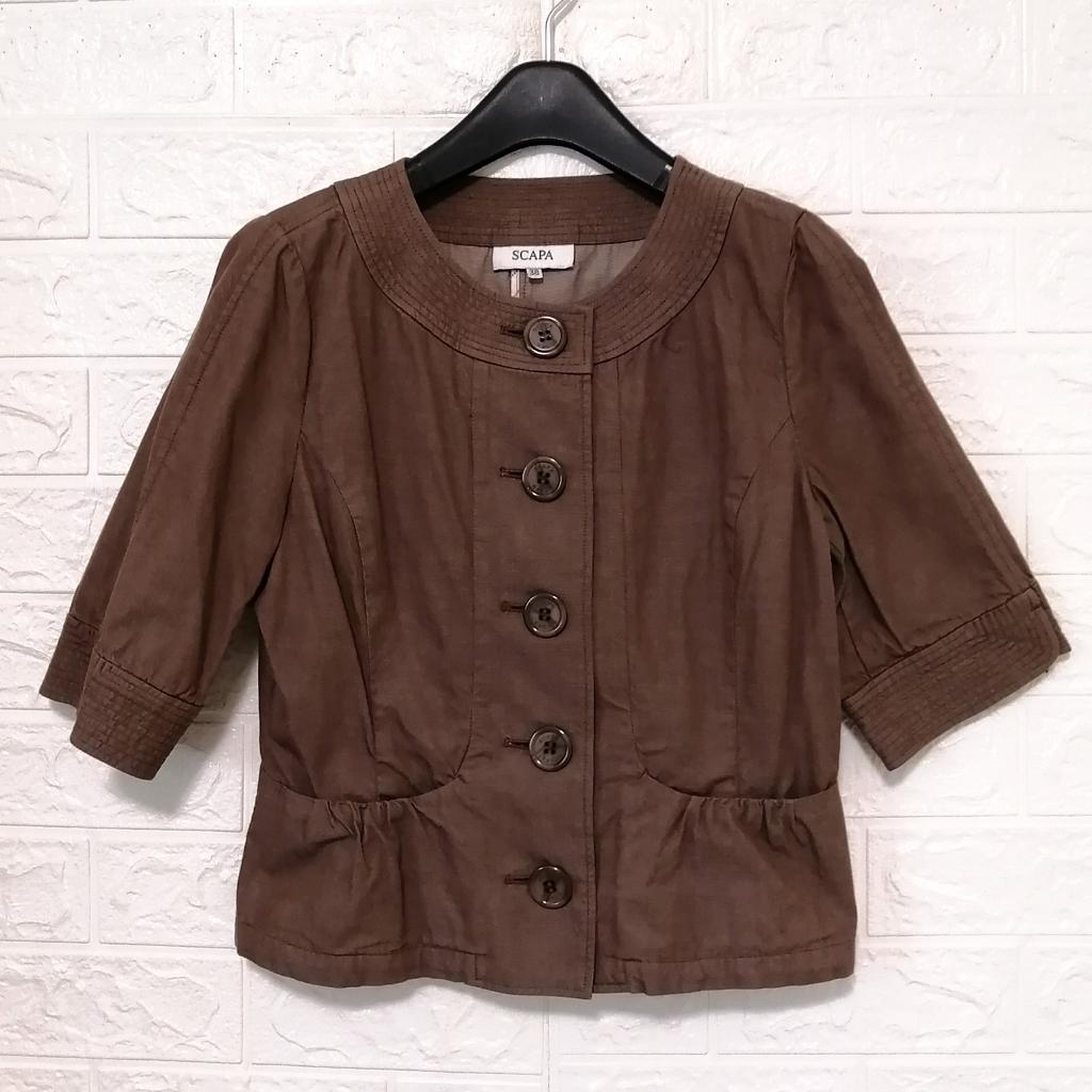 SCAPAスキャパ　 ショート丈ジャケットブラウン　38 SCAPA ジャケット 40 メリードール｜SCAPAのレディース（婦人服