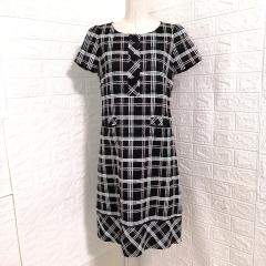 【美品】courreges クレージュ 定価3.9万　チェック　ワンピース 黒M courreges [ クレージュ ]|レディース（婦人服）の古着通販 - ミラクル
